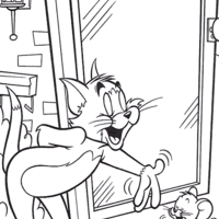 Desenho de Jerry e Tom conversando para colorir