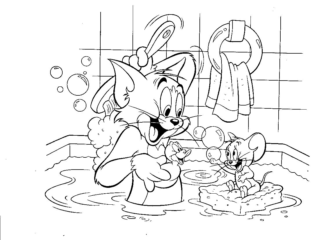 Tom e jerry brincando na banheira