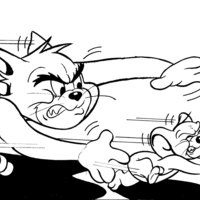 Desenho de Tom furioso atacando Jerry para colorir