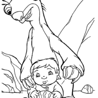 Desenho de Sid e menininho para colorir