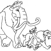 Desenho de Sid, Diego e Manfred para colorir