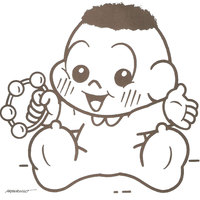 Desenho de Cascão bebê com chocalho para colorir