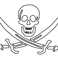 Desenho de Caveira de pirata para colorir