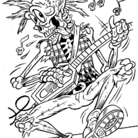 Desenho de Caveira guitarrista para colorir