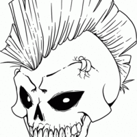 Desenho de Caveira punk para colorir