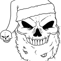 Desenho de Caveira natalina para colorir