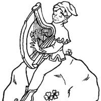 Desenho de Duende tocando arpa para colorir