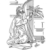 Desenho de Grego tocando arpa para colorir