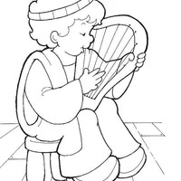 Desenho de Menino tocando arpa para colorir