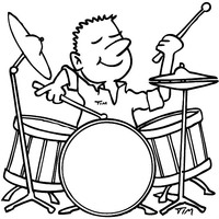 Desenho de Homem tocando bateria para colorir