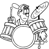 Desenho de Menino baterista para colorir