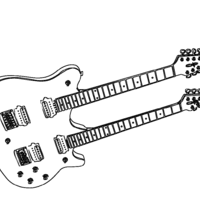 Desenho de Guitarra dupla para colorir