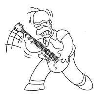 Desenho de Homer Simpson tocando guitarra para colorir