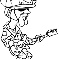 Desenho de Músico tocando guitarra para colorir
