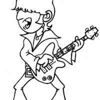 Desenho de Roqueiro tocando guitarra para colorir