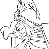 Desenho de Grilo pianista para colorir