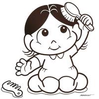 Desenho de Magali baby penteando cabelo para colorir