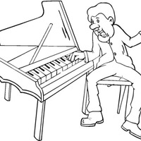 Desenho de Homem tocando piano para colorir