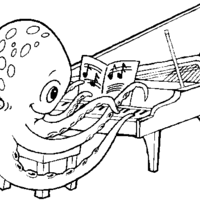 Desenho de Polvo tocando piano para colorir