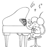 Desenho de Rato tocando piano para colorir
