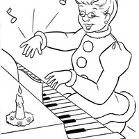Desenho de Vovó tocando piano para colorir