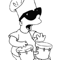 Desenho de Bart Simpson tocando reggae para colorir