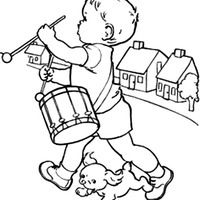 Desenho de Menininho tocando tambor para colorir