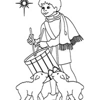 Desenho de Pastor de ovelhas tocando tambor para colorir
