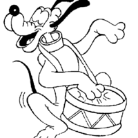 Desenho de Pluto tocando tambor para colorir