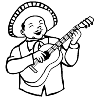 Desenho de Mariachi tocando violão para colorir