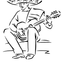 Desenho de Mexicano tocando violão para colorir