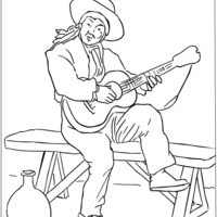 Desenho de Sertanejo tocando violão para colorir