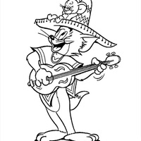 Desenho de Tom tocando violão para colorir