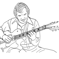 Desenho de Cantor tocando violão para colorir