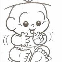 Desenho de Cebolinha baby tomando mamadeira para colorir