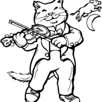 Desenho de Gato tocando violino para colorir