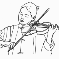 Desenho de Violonista para colorir