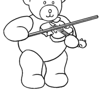 Desenho de Ursinho violonista para colorir