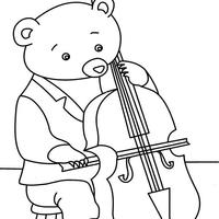 Desenho de Urso tocando violino para colorir