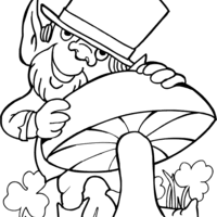 Desenho de Duende e cogumelo para colorir