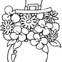 Desenho de Pote de flores e chapéu de São Patrício para colorir