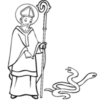 Desenho de São Patrício e as serpentes para colorir