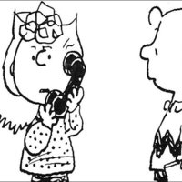 Desenho de Snoopy e Lucy para colorir