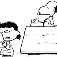Desenho de Lucy e Snoopy para colorir