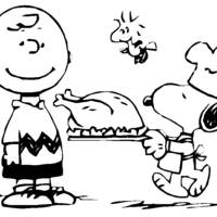 Desenho de Snoopy cozinhando para Charlie Brown para colorir