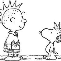 Desenho de Snoopy e Charlie Brown punk para colorir