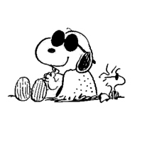 Desenho de Snoopy e Woodstock tomando sol para colorir