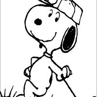 Desenho de Snoopy jogando golfe para colorir