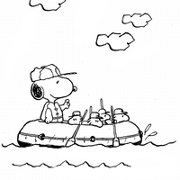 Desenho de Snoopy navegando para colorir