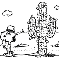 Desenho de Snoopy no velho oeste para colorir